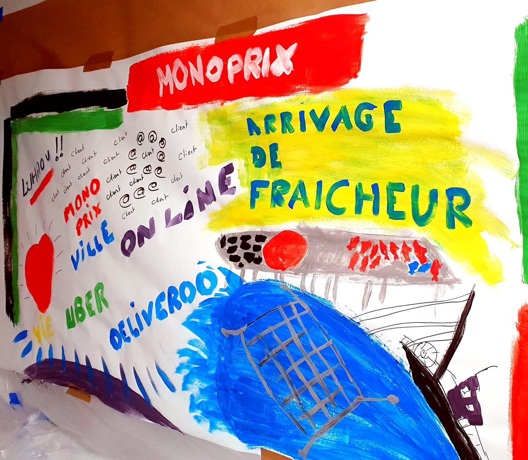 Gros plan de fresque : Arrivage de fraîcheur, peinture épaisse